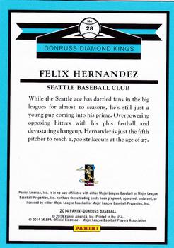 2014 Donruss - Press Proofs Silver #28 Felix Hernandez Back