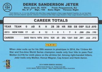 2014 Donruss - Press Proofs Silver #154 Derek Jeter Back