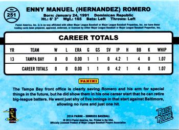 2014 Donruss - Press Proofs Silver #251 Enny Romero Back