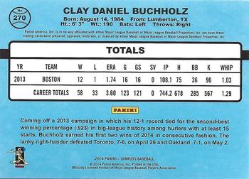 2014 Donruss - Press Proofs Silver #270 Clay Buchholz Back