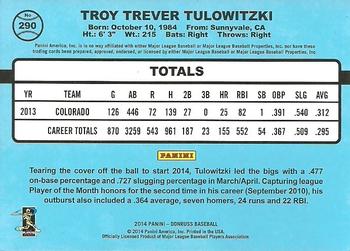 2014 Donruss - Press Proofs Silver #290 Troy Tulowitzki Back