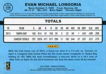 2014 Donruss - Press Proofs Silver #345 Evan Longoria Back