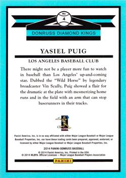2014 Donruss - Press Proofs Silver #4 Yasiel Puig Back