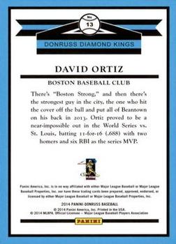 2014 Donruss - Press Proofs Silver #13 David Ortiz Back