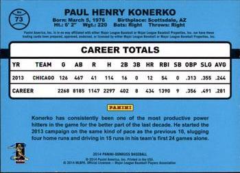 2014 Donruss - Press Proofs Silver #73 Paul Konerko Back