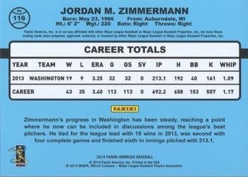 2014 Donruss - Press Proofs Silver #116 Jordan Zimmermann Back