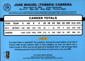 2014 Donruss - Press Proofs Silver #128 Miguel Cabrera Back