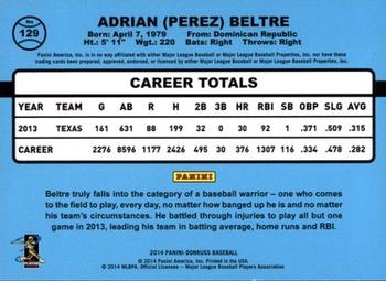 2014 Donruss - Press Proofs Silver #129 Adrian Beltre Back