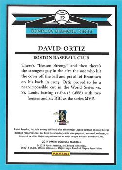 2014 Donruss - Press Proofs Gold #13 David Ortiz Back