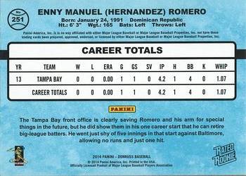 2014 Donruss - Press Proofs Gold #251 Enny Romero Back