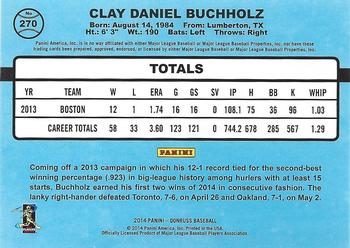2014 Donruss - Press Proofs Gold #270 Clay Buchholz Back