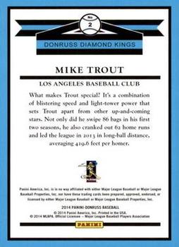 2014 Donruss - Press Proofs Gold #2 Mike Trout Back