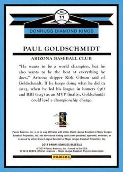 2014 Donruss - Press Proofs Gold #11 Paul Goldschmidt Back