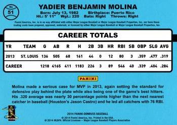 2014 Donruss - Stat Line Career #51 Yadier Molina Back