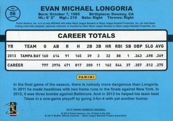 2014 Donruss - Stat Line Career #56 Evan Longoria Back