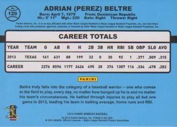 2014 Donruss - Stat Line Career #129 Adrian Beltre Back