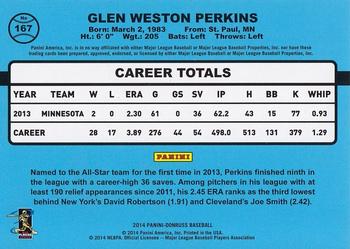 2014 Donruss - Stat Line Career #167 Glen Perkins Back