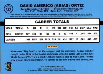 2014 Donruss - Stat Line Career #181 David Ortiz Back