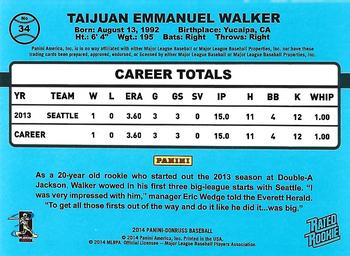 2014 Donruss - Stat Line Season #34 Taijuan Walker Back