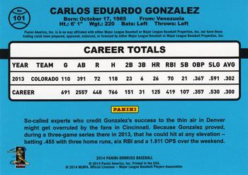 2014 Donruss - Stat Line Season #101 Carlos Gonzalez Back