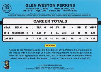 2014 Donruss - Stat Line Season #167 Glen Perkins Back
