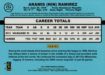 2014 Donruss - Stat Line Season #174 Aramis Ramirez Back