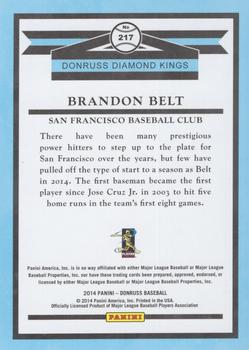 2014 Donruss - Stat Line Season #217 Brandon Belt Back