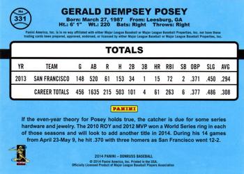 2014 Donruss - Stat Line Season #331 Buster Posey Back