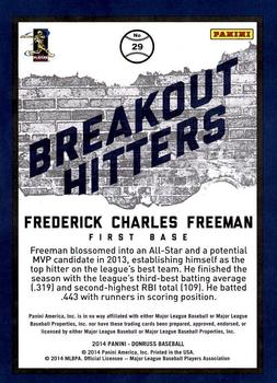 2014 Donruss - Breakout Hitters #29 Freddie Freeman Back