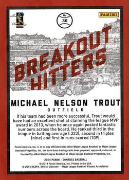 2014 Donruss - Breakout Hitters #30 Mike Trout Back