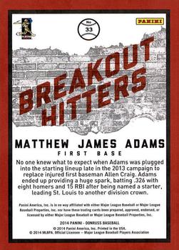 2014 Donruss - Breakout Hitters #33 Matt Adams Back