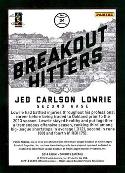 2014 Donruss - Breakout Hitters #34 Jed Lowrie Back