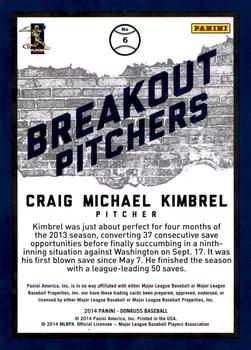 2014 Donruss - Breakout Pitchers #6 Craig Kimbrel Back
