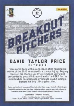 2014 Donruss - Breakout Pitchers #17 David Price Back