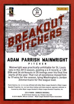 2014 Donruss - Breakout Pitchers #24 Adam Wainwright Back