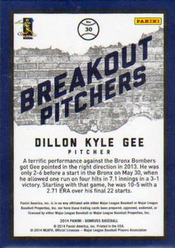 2014 Donruss - Breakout Pitchers #30 Dillon Gee Back