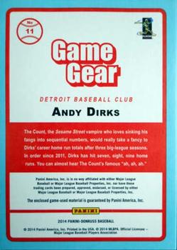 2014 Donruss - Game Gear #11 Andy Dirks Back