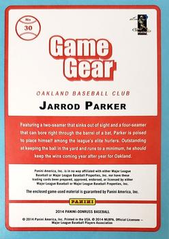 2014 Donruss - Game Gear #30 Jarrod Parker Back