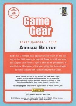 2014 Donruss - Game Gear #35 Adrian Beltre Back