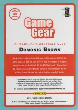 2014 Donruss - Game Gear #39 Domonic Brown Back