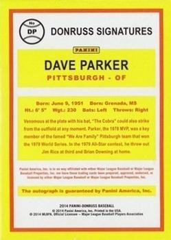 2014 Donruss - Donruss Signatures #DP Dave Parker Back