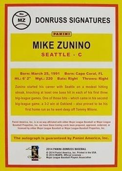 2014 Donruss - Donruss Signatures #MZ Mike Zunino Back