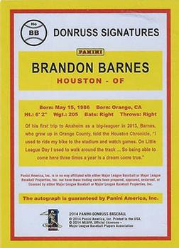 2014 Donruss - Donruss Signatures #BB Brandon Barnes Back