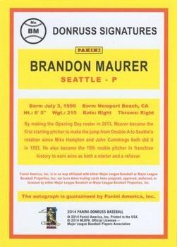 2014 Donruss - Donruss Signatures #BM Brandon Maurer Back