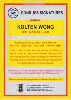 2014 Donruss - Donruss Signatures #KW Kolten Wong Back