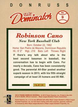 2014 Donruss - Elite Dominator Series 1 #9 Robinson Cano Back