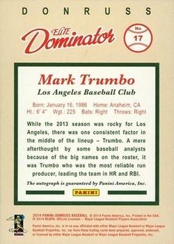 2014 Donruss - Elite Dominator Signatures #17 Mark Trumbo Back
