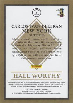 2014 Donruss - Hall Worthy #5 Carlos Beltran Back