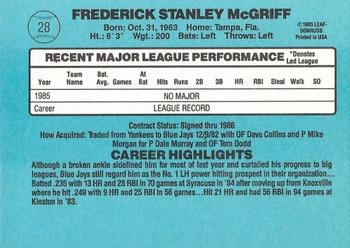 2014 Donruss - Recollection Collection Buyback Autographs #28 Fred McGriff Back