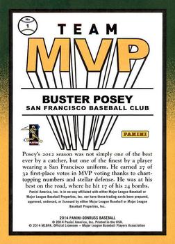 2014 Donruss - Team MVPs #1 Buster Posey Back